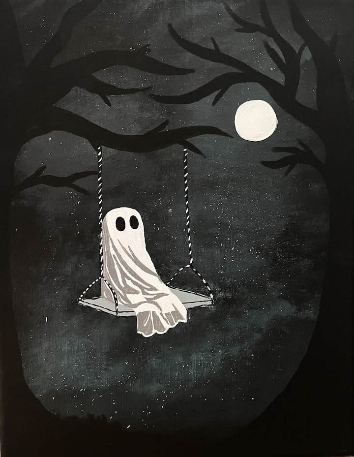 Painting of a Ghost on a Swing